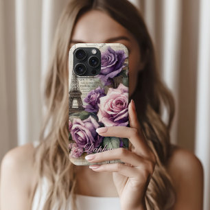 Personalised Vintage Purple Roses in Paris  iPhone 16 Pro Max Case