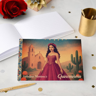 Personalised Vintage Quinceañera Red Dress Guest Book