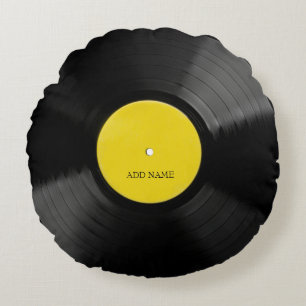 Personalised Vintage Record Round Throw Pillow