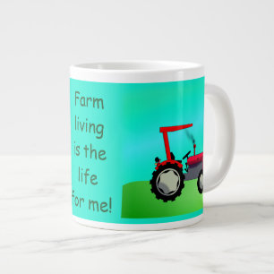 Personalised Vintage Red Farm Tractor Large Coffee Mug