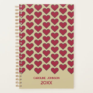 Personalised Vintage Red Heart Pattern Planner