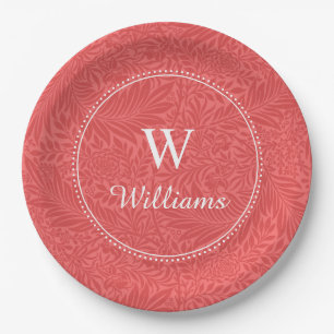Personalised Vintage Red Larkspur Flower Paper Plate