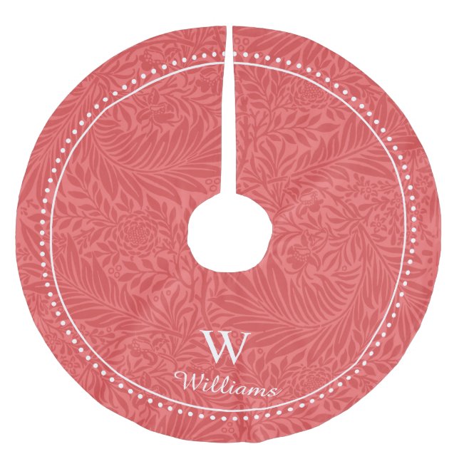 Personalised Vintage Red Larkspur Flower Pattern B Brushed Polyester Tree Skirt (Front)