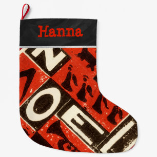 Personalised Vintage Red Noel Christmas Large Christmas Stocking