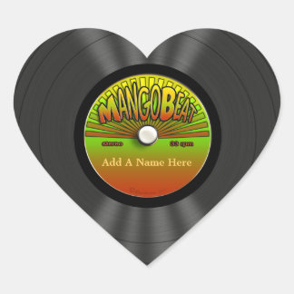 Personalised Vintage Reggae Vinyl Record Heart Sticker
