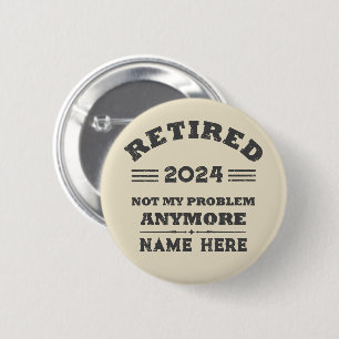 Personalised vintage retirement  6 cm round badge