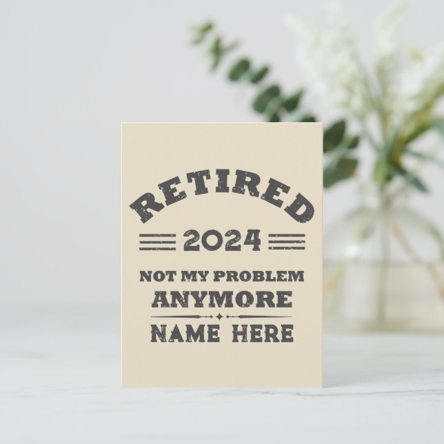Personalised vintage retirement  postcard (Standing Front)