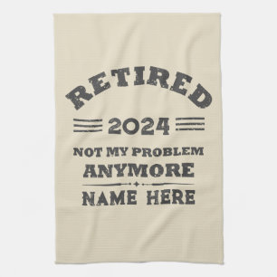 Personalised vintage retirement  tea towel
