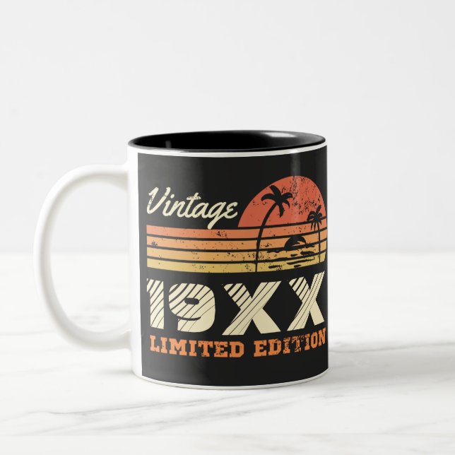 Personalised Vintage Retro Birthday   Two-Tone Coffee Mug (Left)