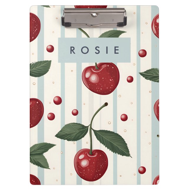 Personalised Vintage Retro Red Cherry Pattern Clipboard (Front)