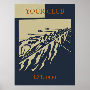 Personalised Vintage Retro Rowing Club Poster