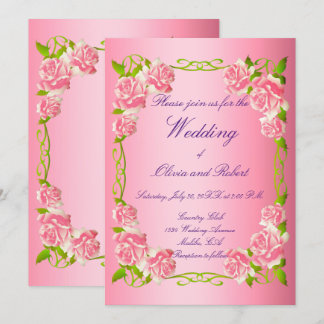Personalised vintage romantic roses invitation