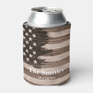 Personalised Vintage Rustic American Flag Can Cool Cooler