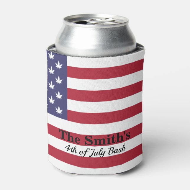 Personalised Vintage Rustic American Flag Can Cooler (Can Front)