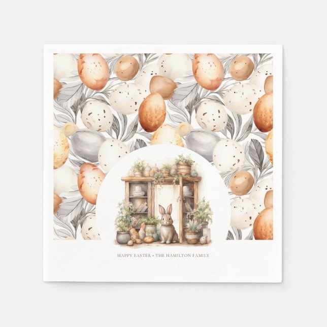 Personalised Vintage Rustic Easter Napkin (Front)