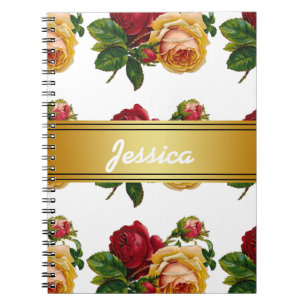Personalised Vintage Rustic Floral Notebook