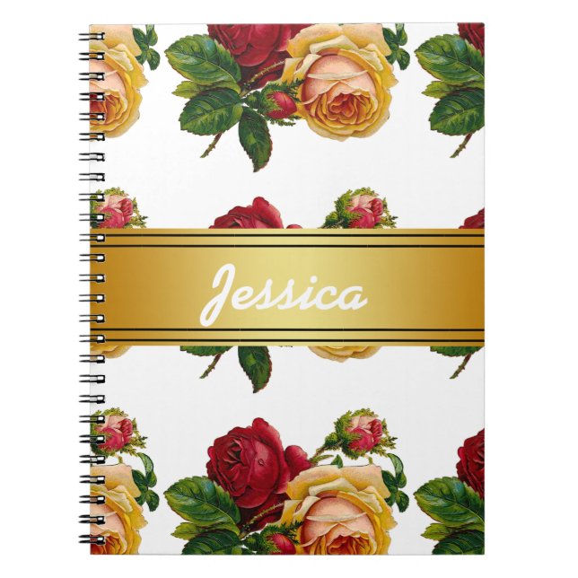 Personalised Vintage Rustic Floral Notebook (Front)