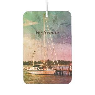 Personalised Vintage Sailboat Storm in Harbour Car Air Freshener