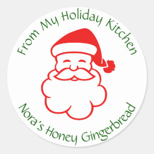 Personalised Vintage Santa Christmas Baking Classic Round Sticker