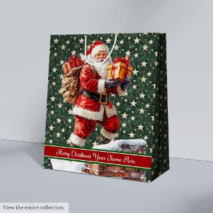 Personalised Vintage Santa Claus Christmas Bag