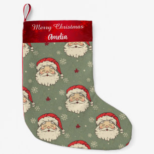 Personalised Vintage Santa Claus Small Christmas Stocking