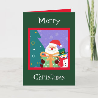 Personalised Vintage Santa & Snowman Holiday Card