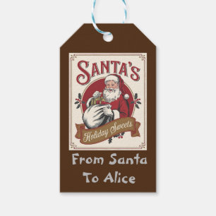 Personalised Vintage Santa's Sweets Christmas  Gift Tags
