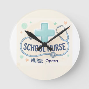 Personalised Vintage School Nurse Sign Round Clock