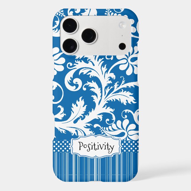 Personalised Vintage Sea Blue Damask and Stripe (Back)