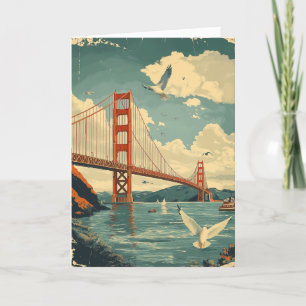 Personalised Vintage SF Golden Gate Bridge Card