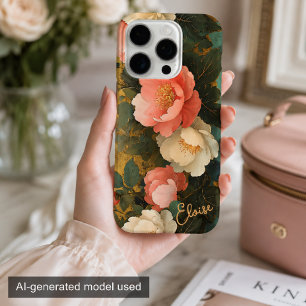 Personalised Vintage Shabby Chic Pastel Pink Peony iPhone 16 Pro Case