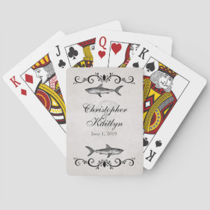 Personalised Vintage Shark Jellyfish Wedding Playing Cards
