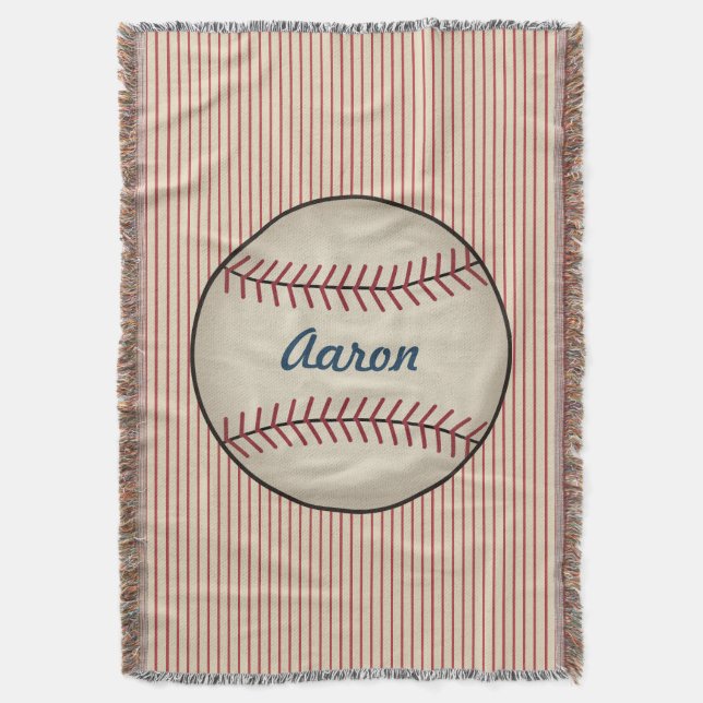 Personalised Vintage Sports Baseball Throw Blanket (Front Vertical)