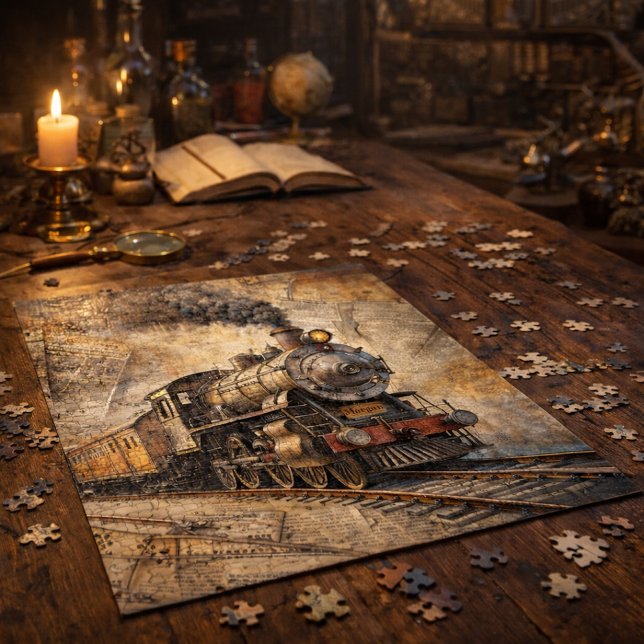 Personalised Vintage Steam Train | Train Gift Jigsaw Puzzle (Creator Uploaded)