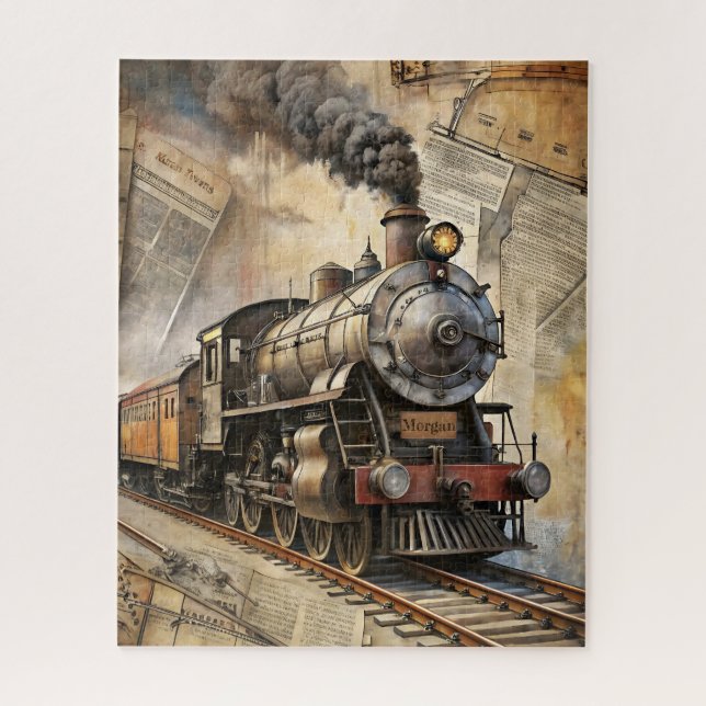 Personalised Vintage Steam Train | Train Gift Jigsaw Puzzle (Vertical)