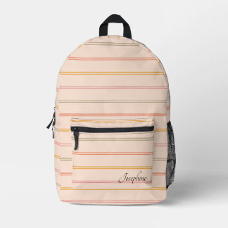 Personalised Vintage Striped Elegance Printed Backpack