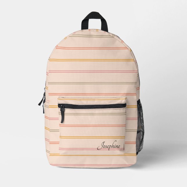 Personalised Vintage Striped Elegance Printed Backpack (Front)