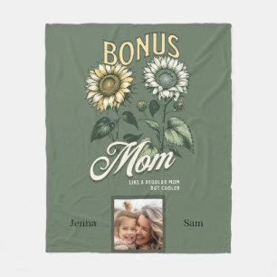 Personalised Vintage Sunflower Bonus Mum Photo Fleece Blanket