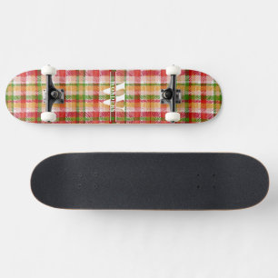 Personalised Vintage Tartan Plaid Print Skateboard