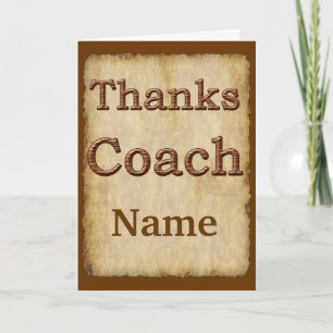 Personalised Vintage Thanks Coach Card, Coach Name Thank You Card