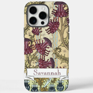 Personalised Vintage Thistle Floral Pattern  iPhone 16 Pro Max Case