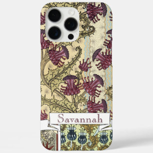 Personalised Vintage Thistle Flower Pattern iphone iPhone 16 Pro Max Case