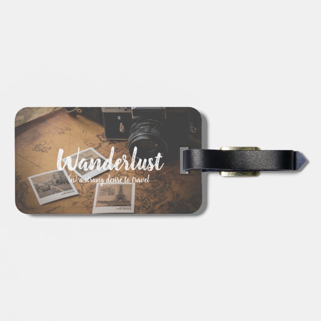 Personalised Vintage Travel Adventure luggage tag (Back Horizontal)