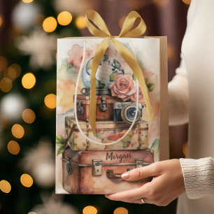 Personalised Vintage Travel Illustration Medium Gift Bag