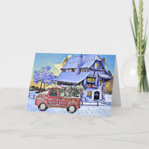 Personalised Vintage Truck and Christmas Tree Card