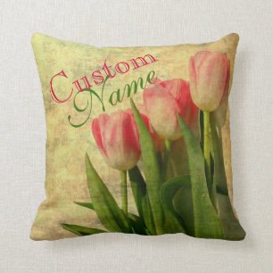 Personalised Vintage Tulips Pillow