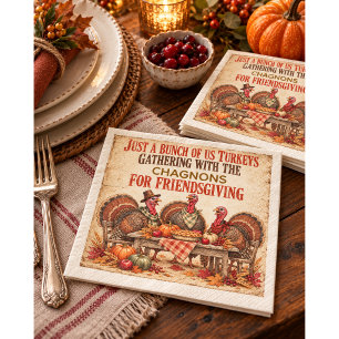 Personalised Vintage Turkey Friendsgiving Dinner N Napkin