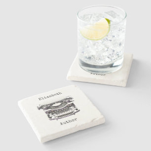 Personalised Vintage Typewriter for Author Writer Stone Coaster
