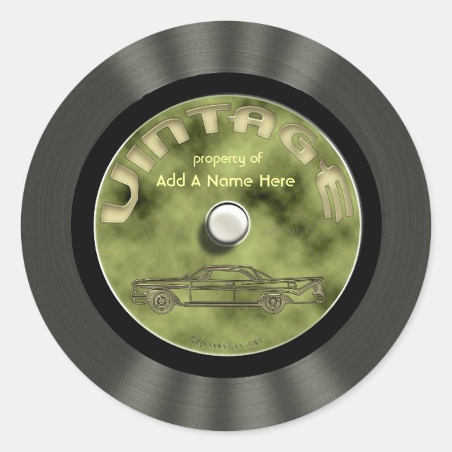 Personalised Vintage Vinyl Record Stickers (Front)