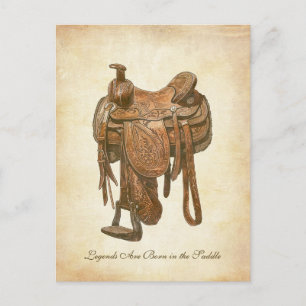 Personalised Vintage Western Saddle Poster Postcard